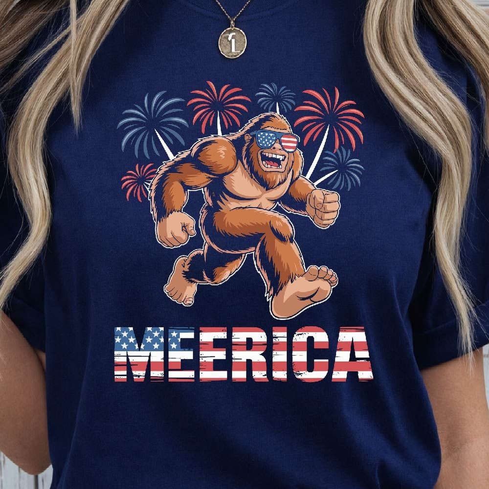 Bigfoot Fireworks 4th Of July Funny Graphic Tee 1