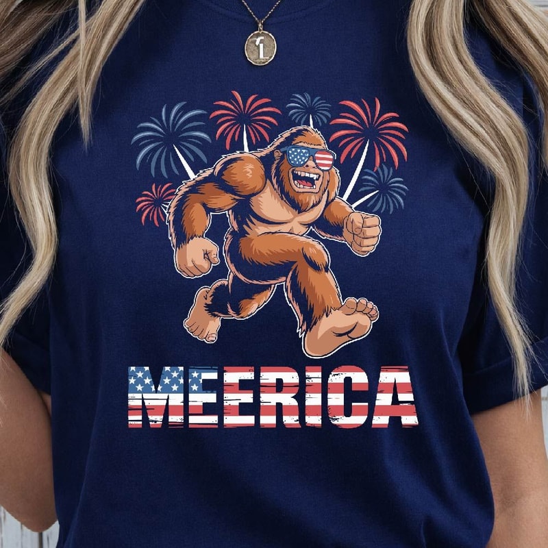 Bigfoot Fireworks 4th Of July Funny Graphic Tee 1