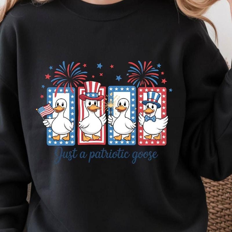 Just A Patriotic Goose USA 4th Of July Graphic Tee 2