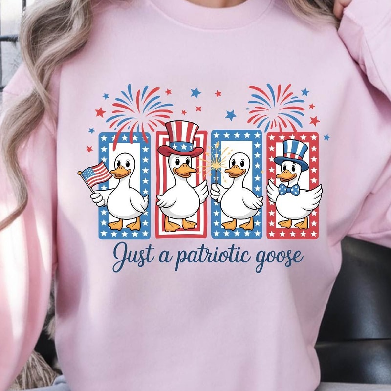 Just A Patriotic Goose USA 4th Of July Graphic Tee 0