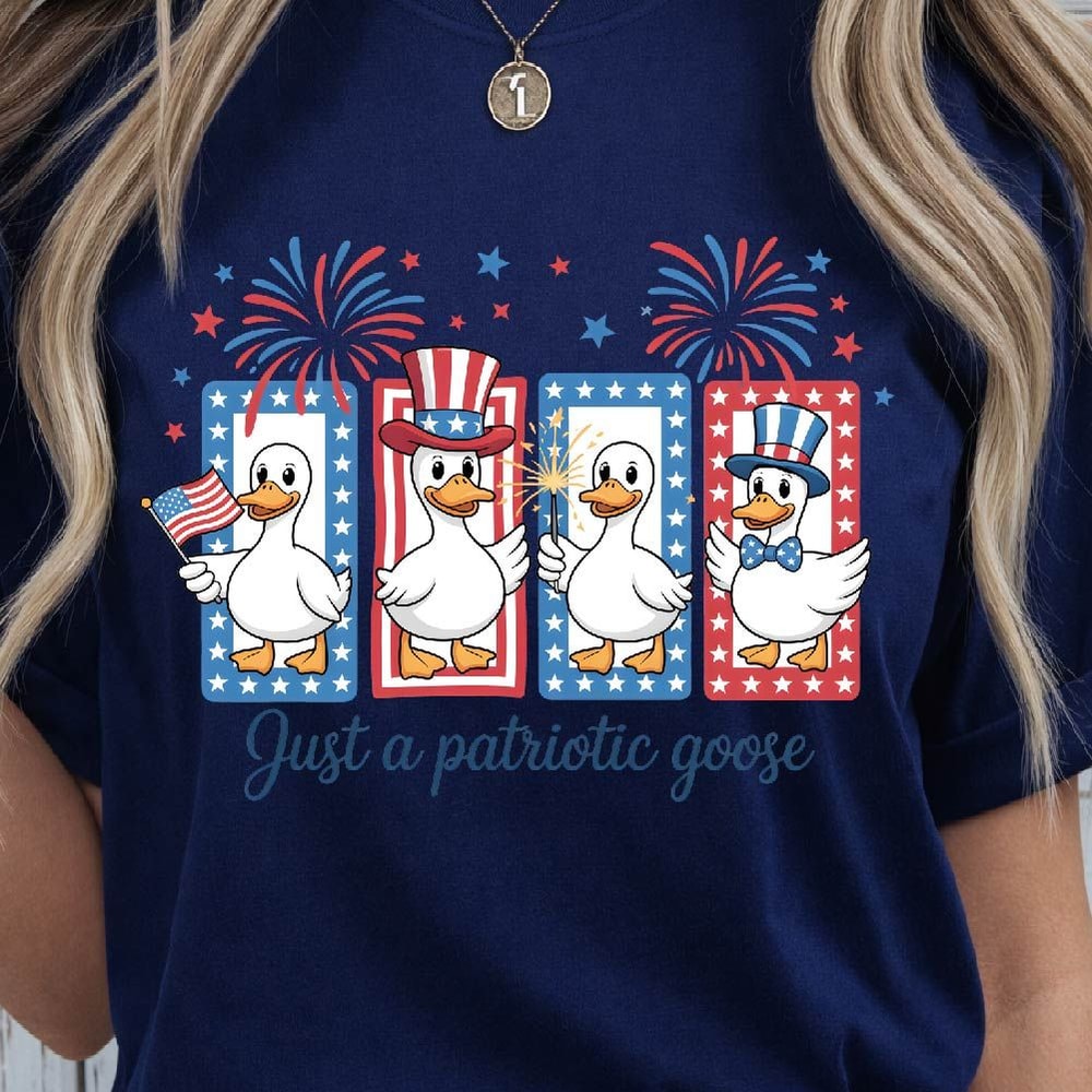 Just A Patriotic Goose USA 4th Of July Graphic Tee 3