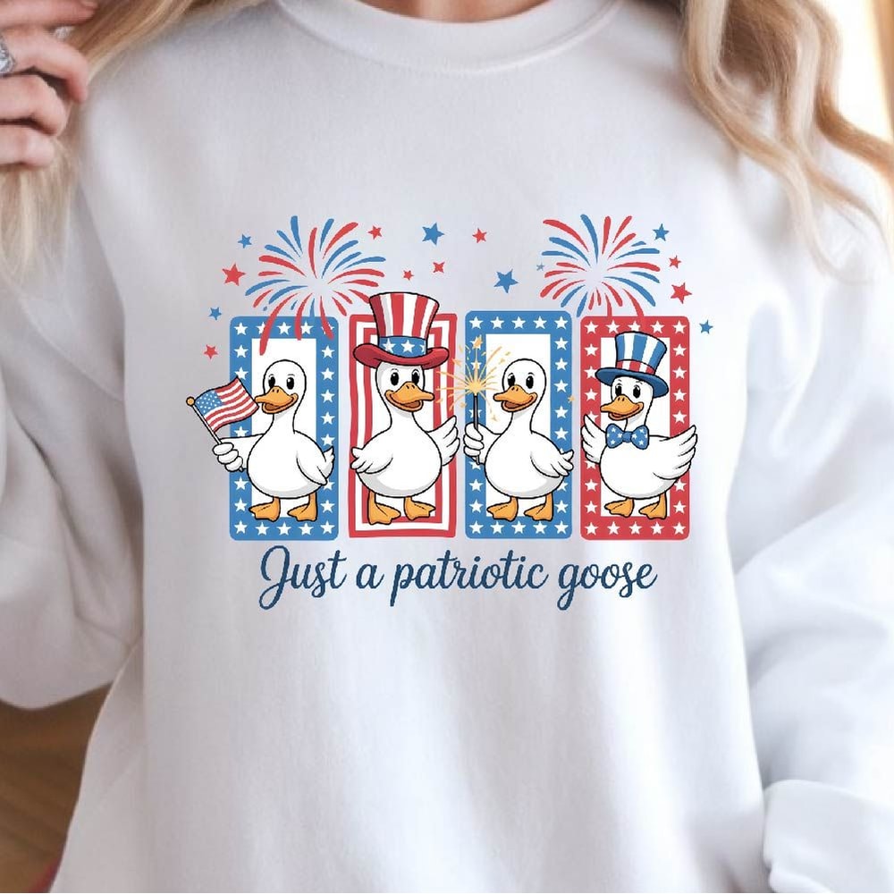 Just A Patriotic Goose USA 4th Of July Graphic Tee 4