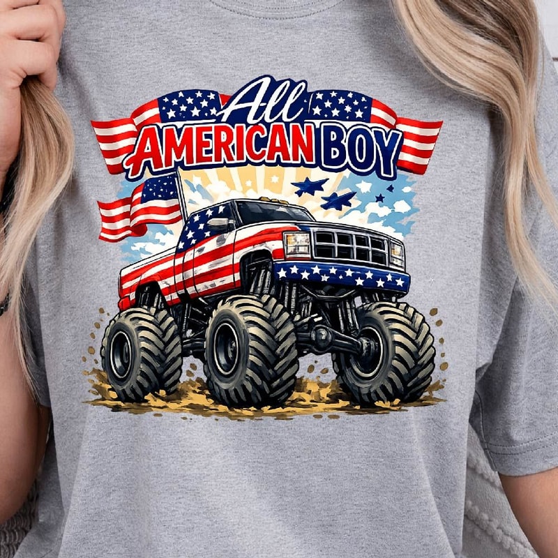 All American Boy 4th Of July Patriotic Graphic Tee 4th July 2