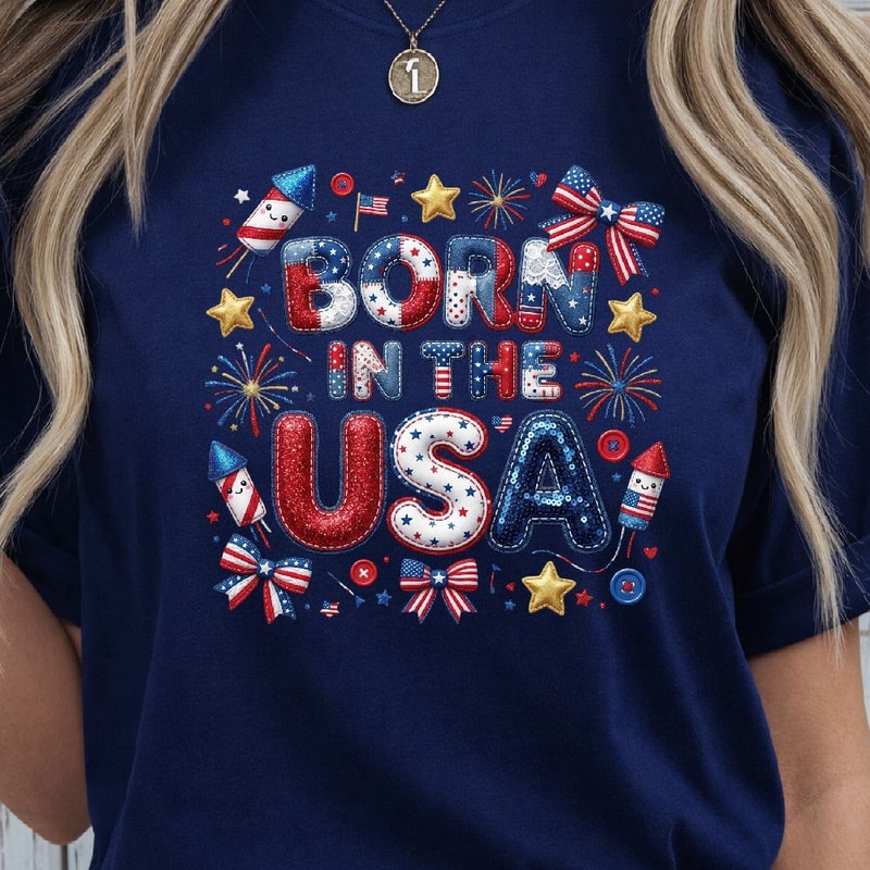 Born In The USA Patriotic Design PNG American Pride Independence Day Clipart 1