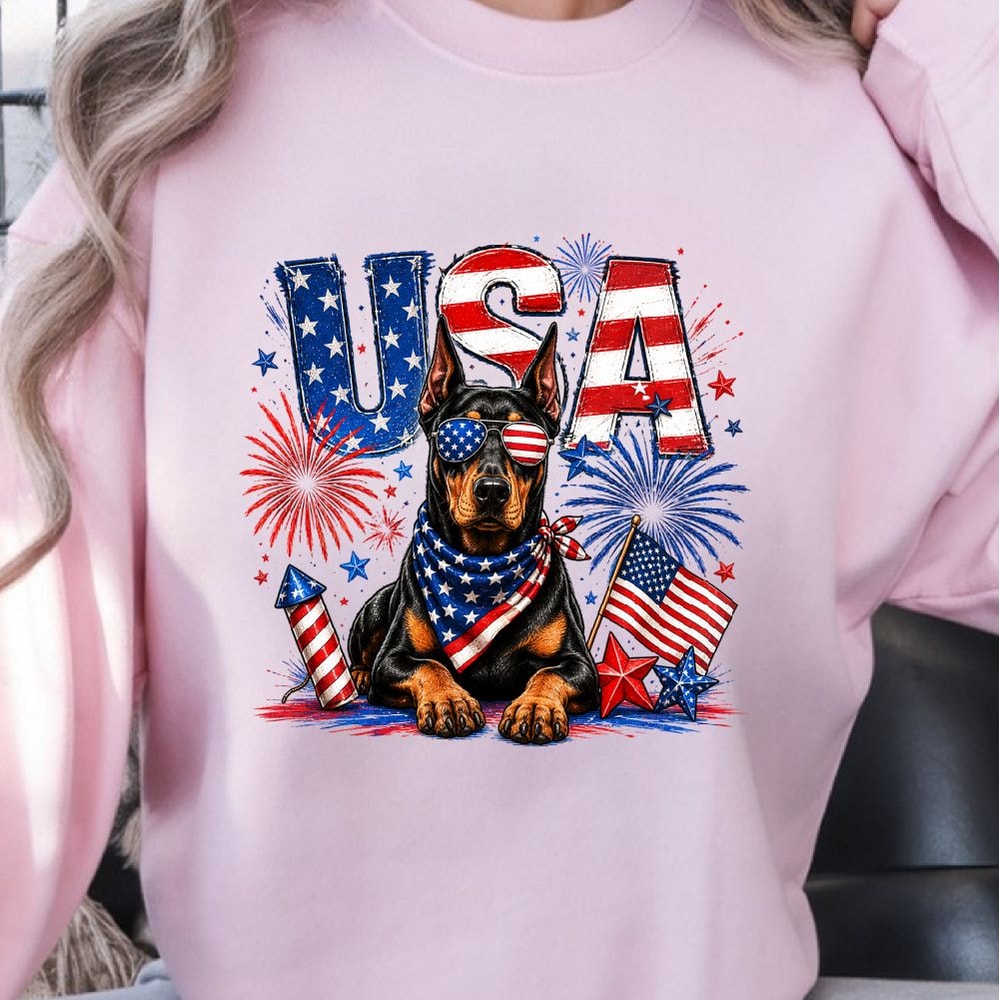 Doberman 4th Of July PNG Patriotic Dog Clipart Independence Day USA Digital Design 3