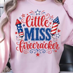 little miss firecracker 4th of july patriotic graphic tee