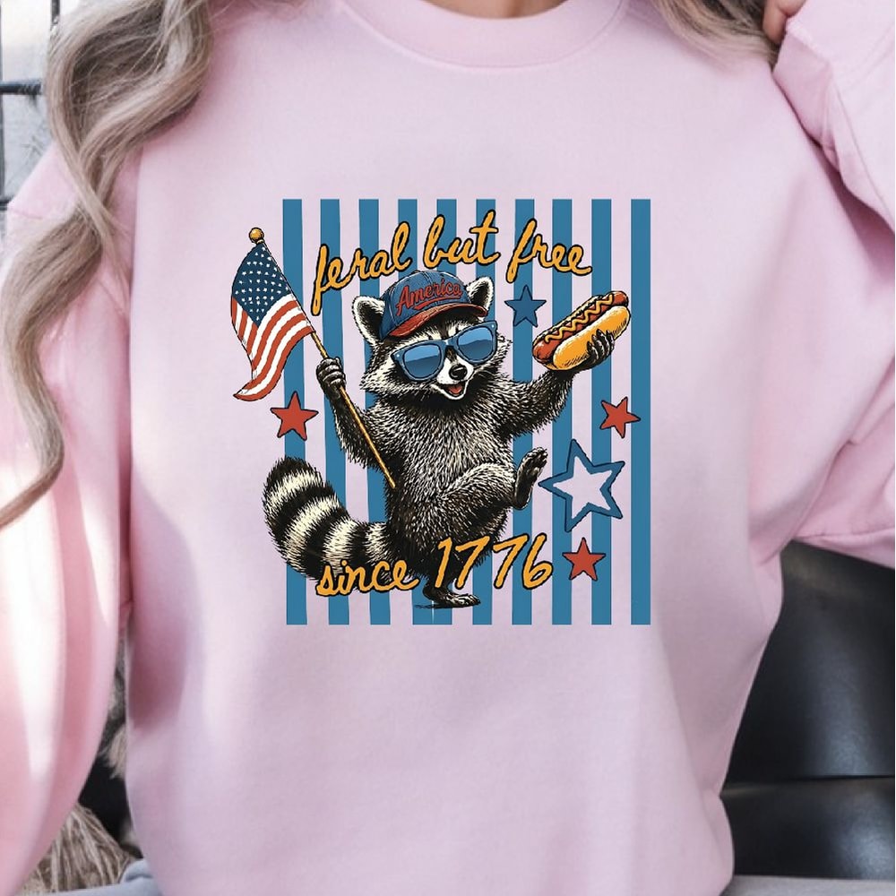Feral But Free Raccoon 4th Of July PNG Patriotic Independence Day Clipart Design 0