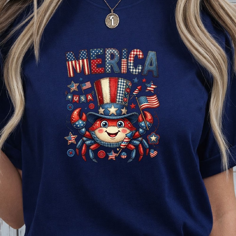 Patriotic Crab 4th Of July PNG Independence Day Beach Clipart Design 3