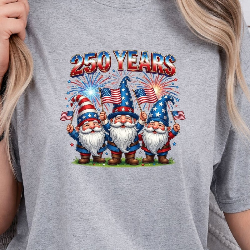 Patriotic Gnomes 250 Years 4th Of July PNG USA Anniversary Independence Day Clipart Design 1