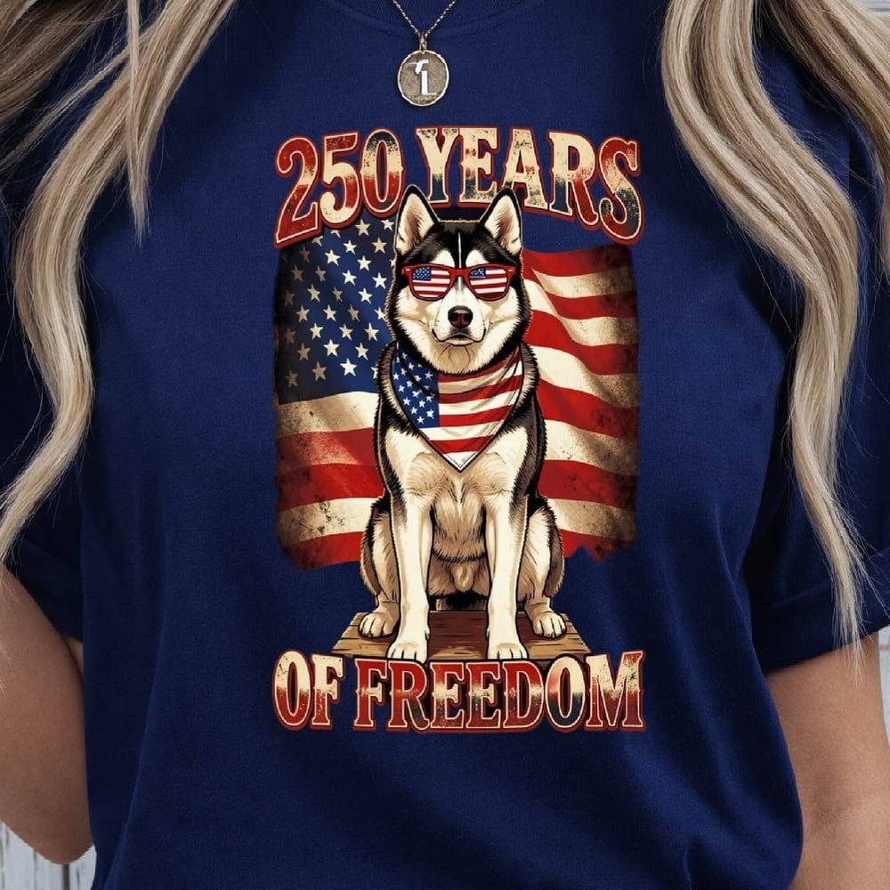 Patriotic Husky 4th Of July Graphic Tee 1