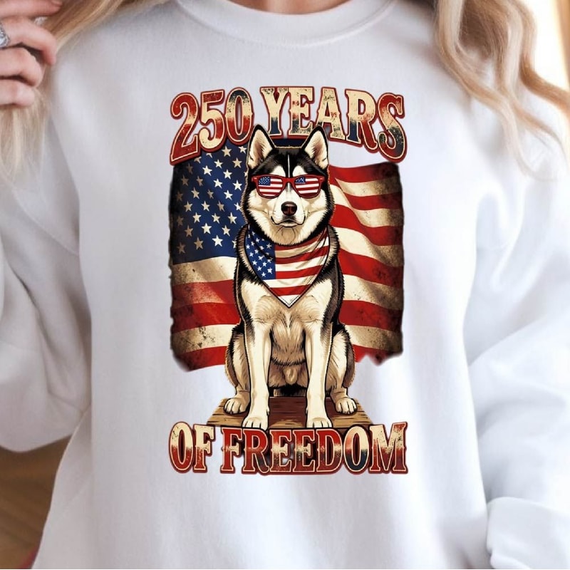 Patriotic Husky 4th Of July Graphic Tee 0