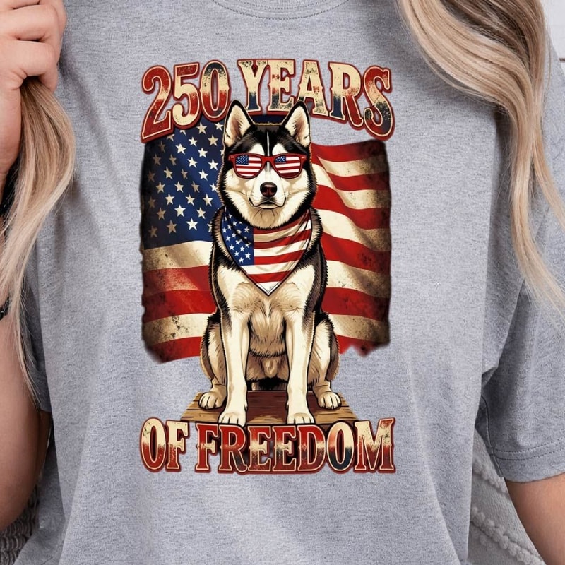 Patriotic Husky 4th Of July Graphic Tee 2