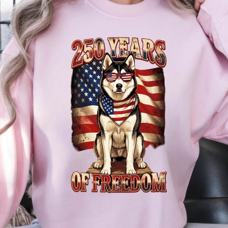 Patriotic Husky 4th Of July Graphic Tee 4
