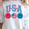 USA Smiley Face Patriotic 4th Of July Graphic Tee 0