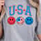 USA Smiley Face Patriotic 4th Of July Graphic Tee 1