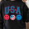 USA Smiley Face Patriotic 4th Of July Graphic Tee 2