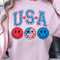 USA Smiley Face Patriotic 4th Of July Graphic Tee 3