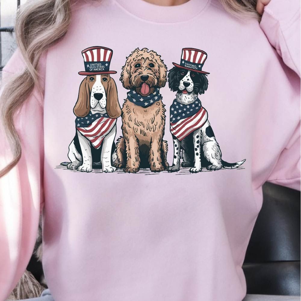Vintage USA Dogs 4th Of July Graphic Tee 0