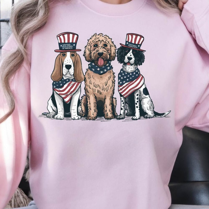 Vintage USA Dogs 4th Of July Graphic Tee 0
