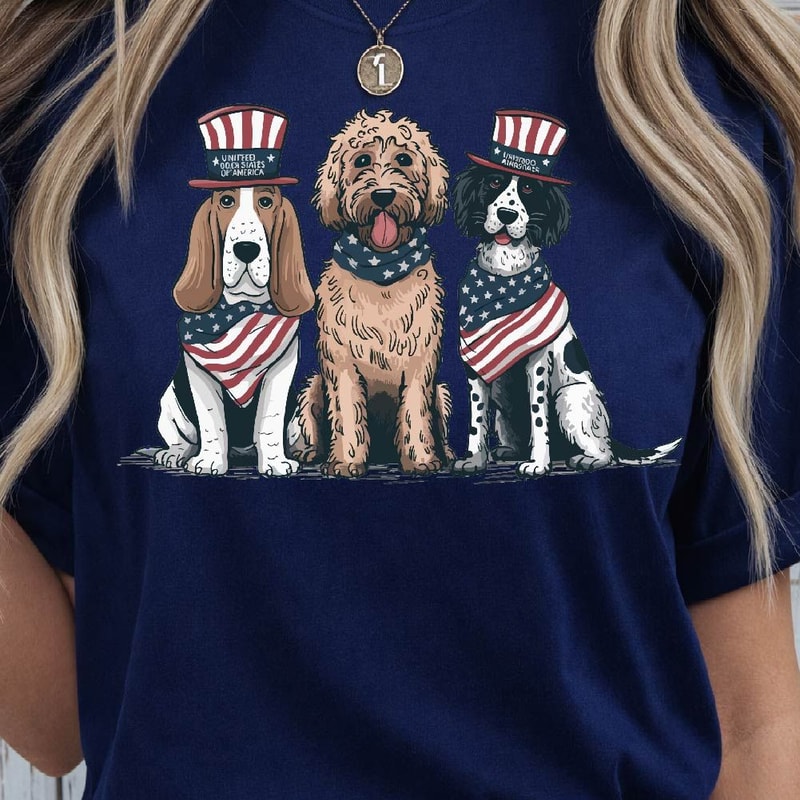 Vintage USA Dogs 4th Of July Graphic Tee 1