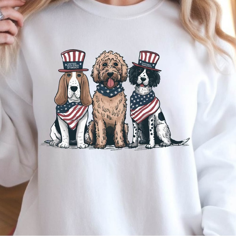 Vintage USA Dogs 4th Of July Graphic Tee 2