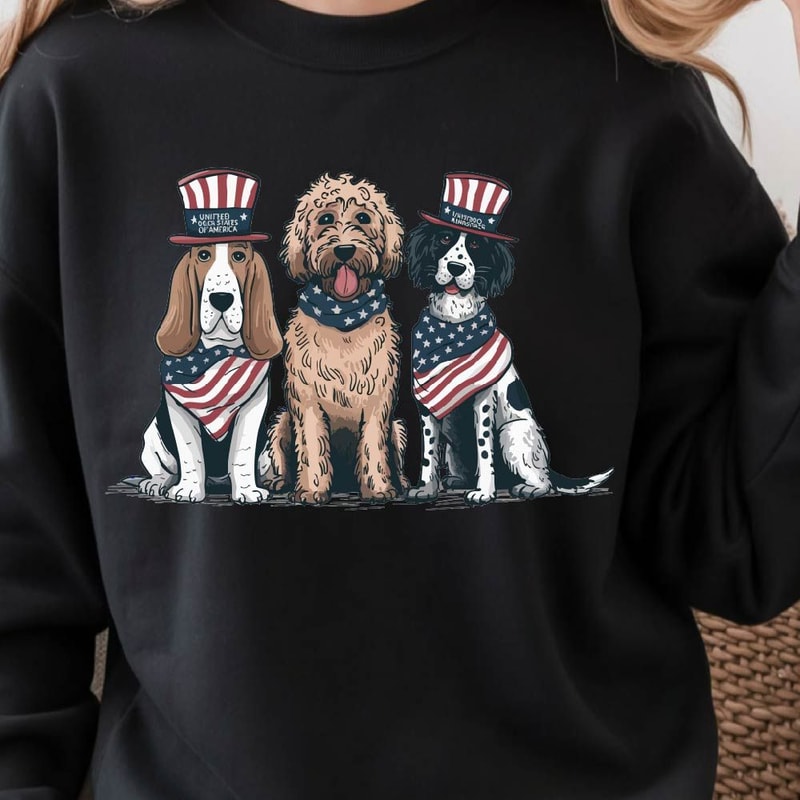 Vintage USA Dogs 4th Of July Graphic Tee 4