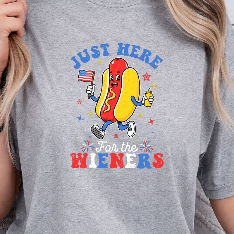 Funny 4th Of July Hotdog Patriotic Graphic TShirt Independence Day BBQ Tee 0