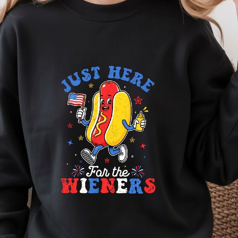 Funny 4th Of July Hotdog Patriotic Graphic TShirt Independence Day BBQ Tee 1
