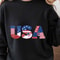 Patchwork USA Letters 4th Of July Patriotic Shirt Independence Day American Flag Tee 0