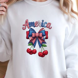 patriotic america cherry bow 4th of july shirt | cute usa flag independence day tee