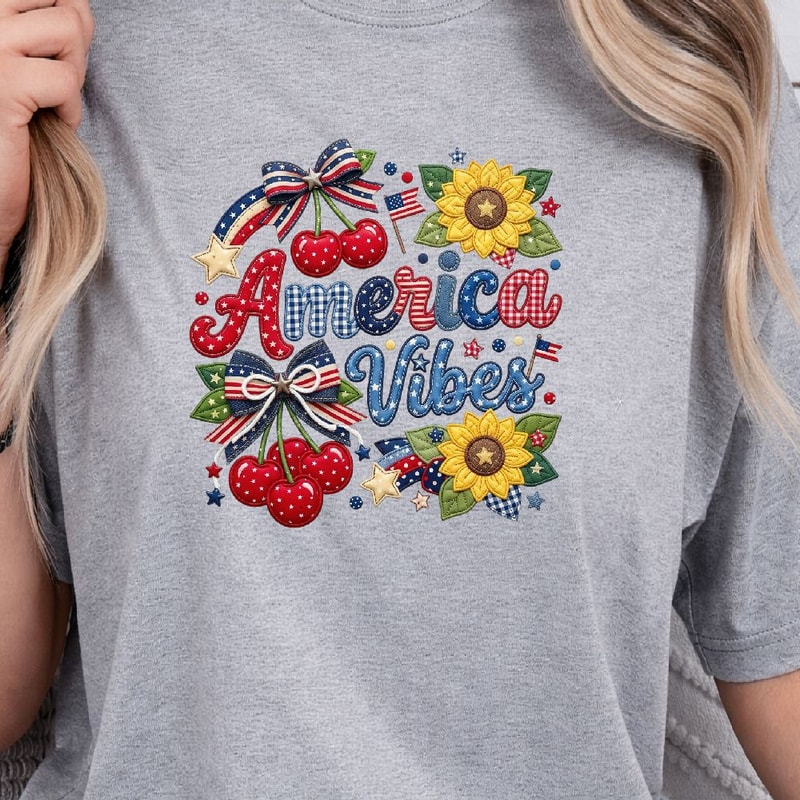 Patriotic America Vibes 4th Of July Shirt USA Independence Day Graphic Tee 1