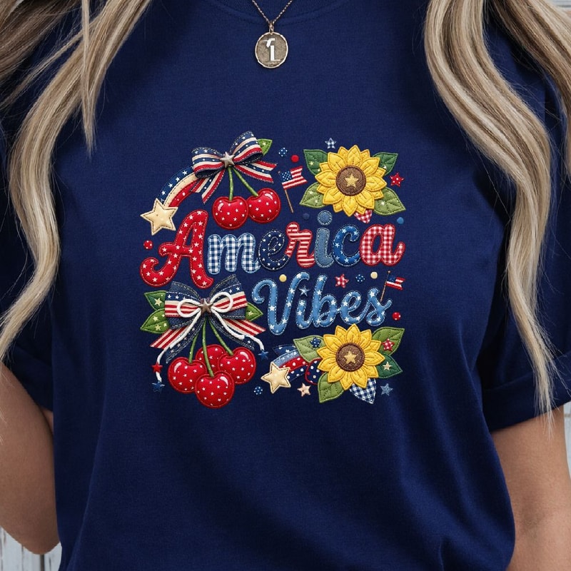 Patriotic America Vibes 4th Of July Shirt USA Independence Day Graphic Tee 3