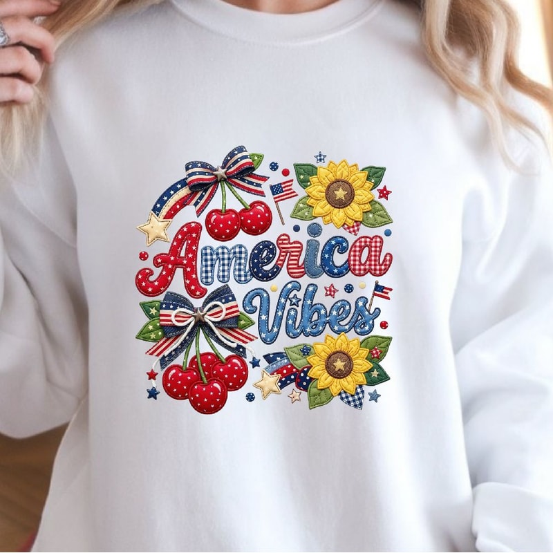 Patriotic America Vibes 4th Of July Shirt USA Independence Day Graphic Tee 4