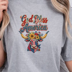 patriotic bull head 4th of july shirt | usa flag western independence day tee