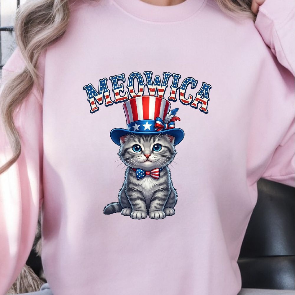 Patriotic Cat Meowica 4th Of July Shirt Funny USA Flag Cat Independence Day Tee 3