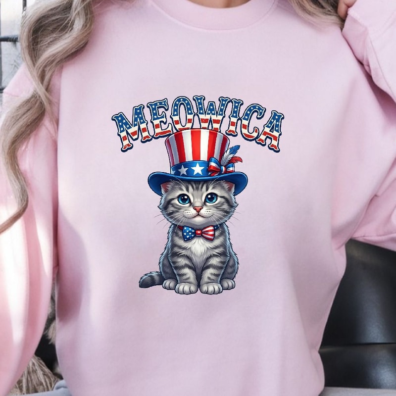 Patriotic Cat Meowica 4th Of July Shirt Funny USA Flag Cat Independence Day Tee 3