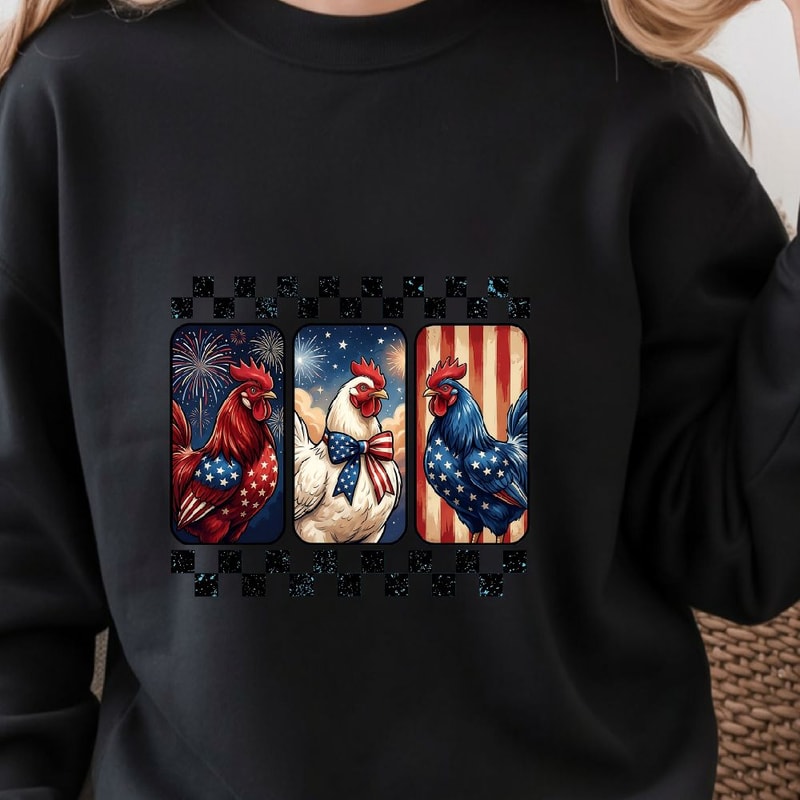 Patriotic Chicken 4th Of July Shirt Funny USA Flag Farm Independence Day Tee 2