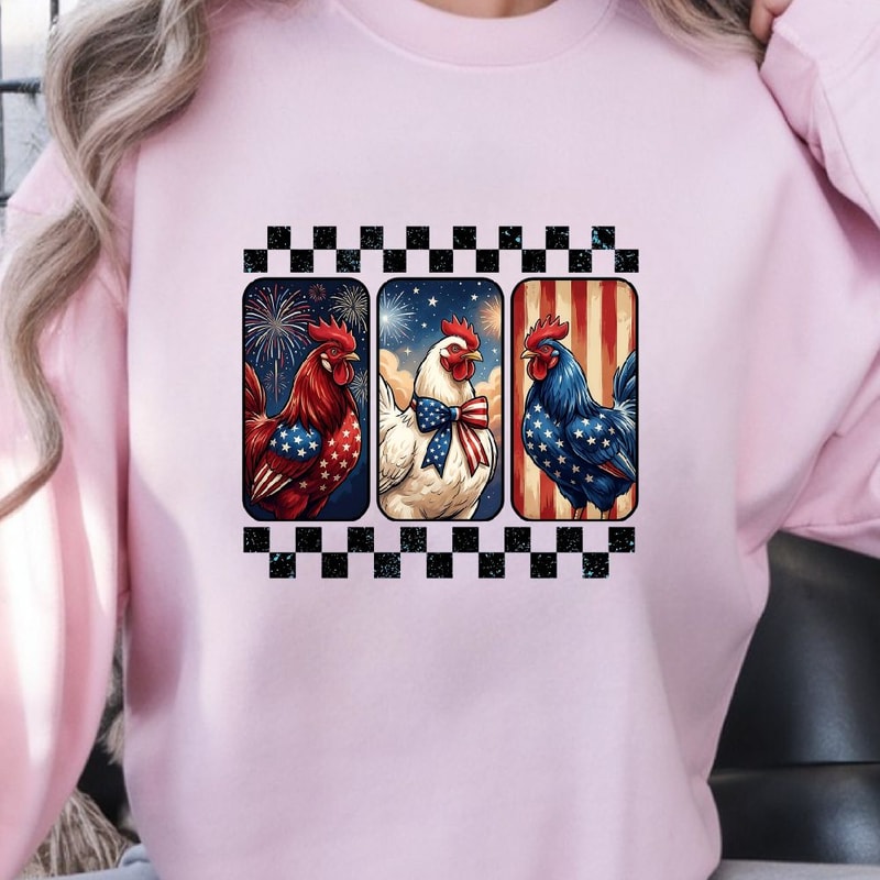 Patriotic Chicken 4th Of July Shirt Funny USA Flag Farm Independence Day Tee 0