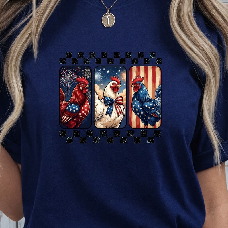 Patriotic Chicken 4th Of July Shirt Funny USA Flag Farm Independence Day Tee 3