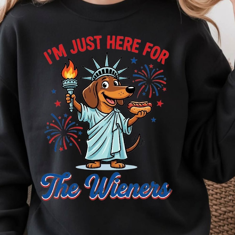 Wiener Dog 4th Of July Patriotic Graphic Tee 1