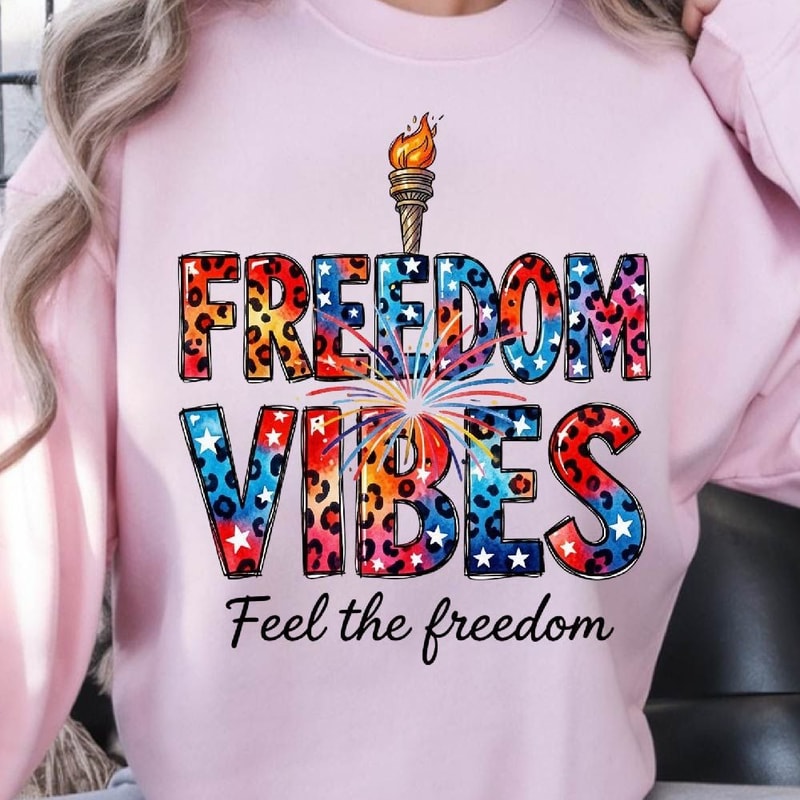 Freedom Vibes 4th Of July Patriotic Graphic Tee 1