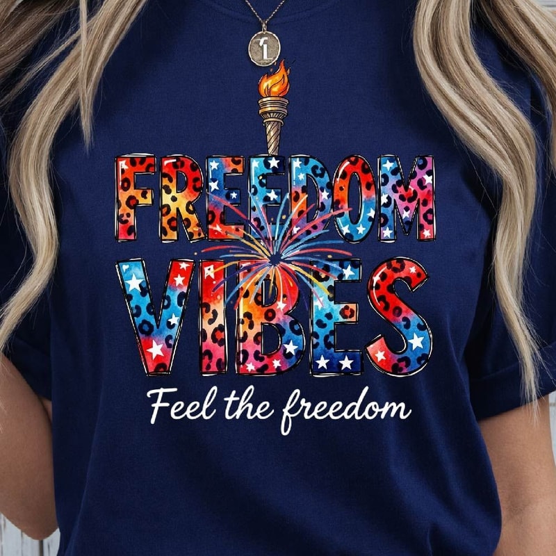 Freedom Vibes 4th Of July Patriotic Graphic Tee 2