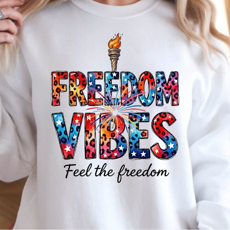Freedom Vibes 4th Of July Patriotic Graphic Tee 0