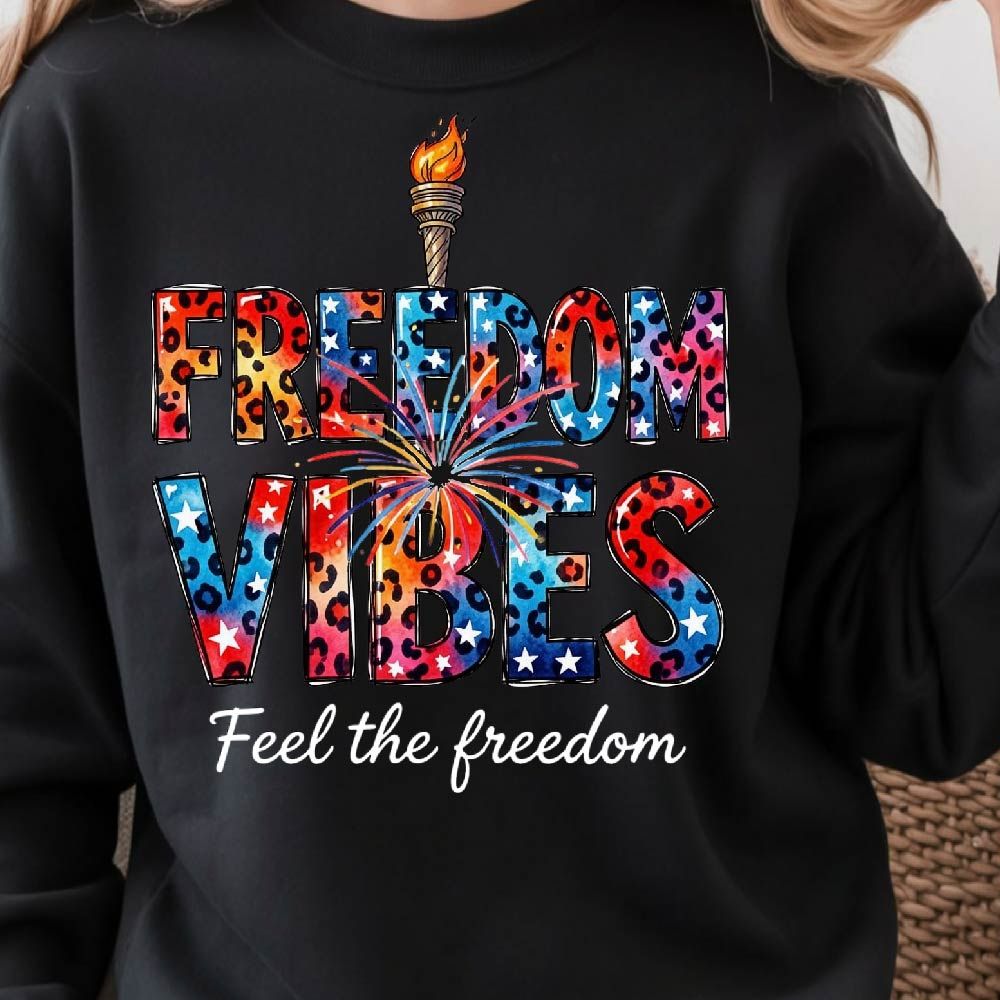 Freedom Vibes 4th Of July Patriotic Graphic Tee 4