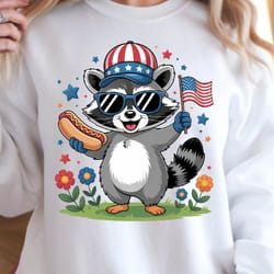 4th of july funny raccoon patriotic graphic tee