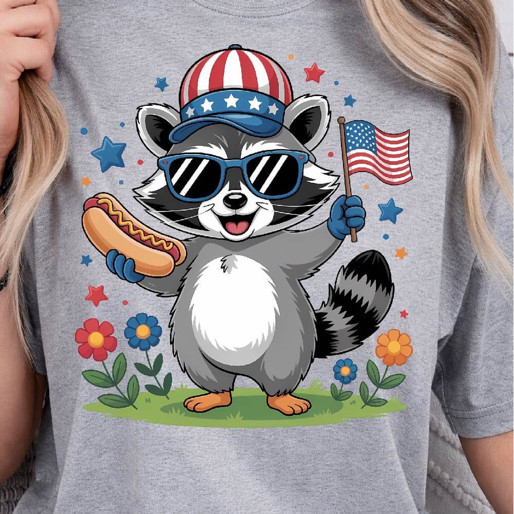 4th Of July Funny Raccoon Patriotic Graphic Tee 2