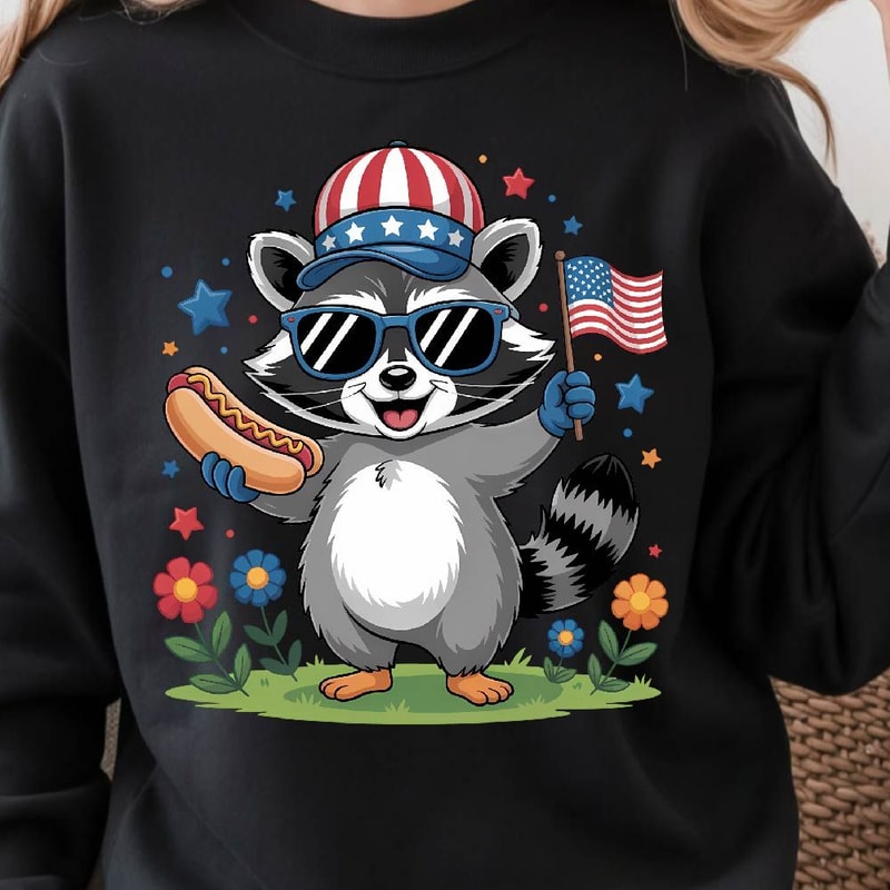4th Of July Funny Raccoon Patriotic Graphic Tee 3