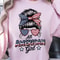 All American Girl Messy Bun 4th Of July Graphic Tee 2