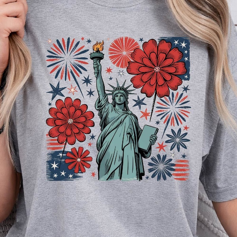 4th Of July Statue Of Liberty America Graphic Tee 1