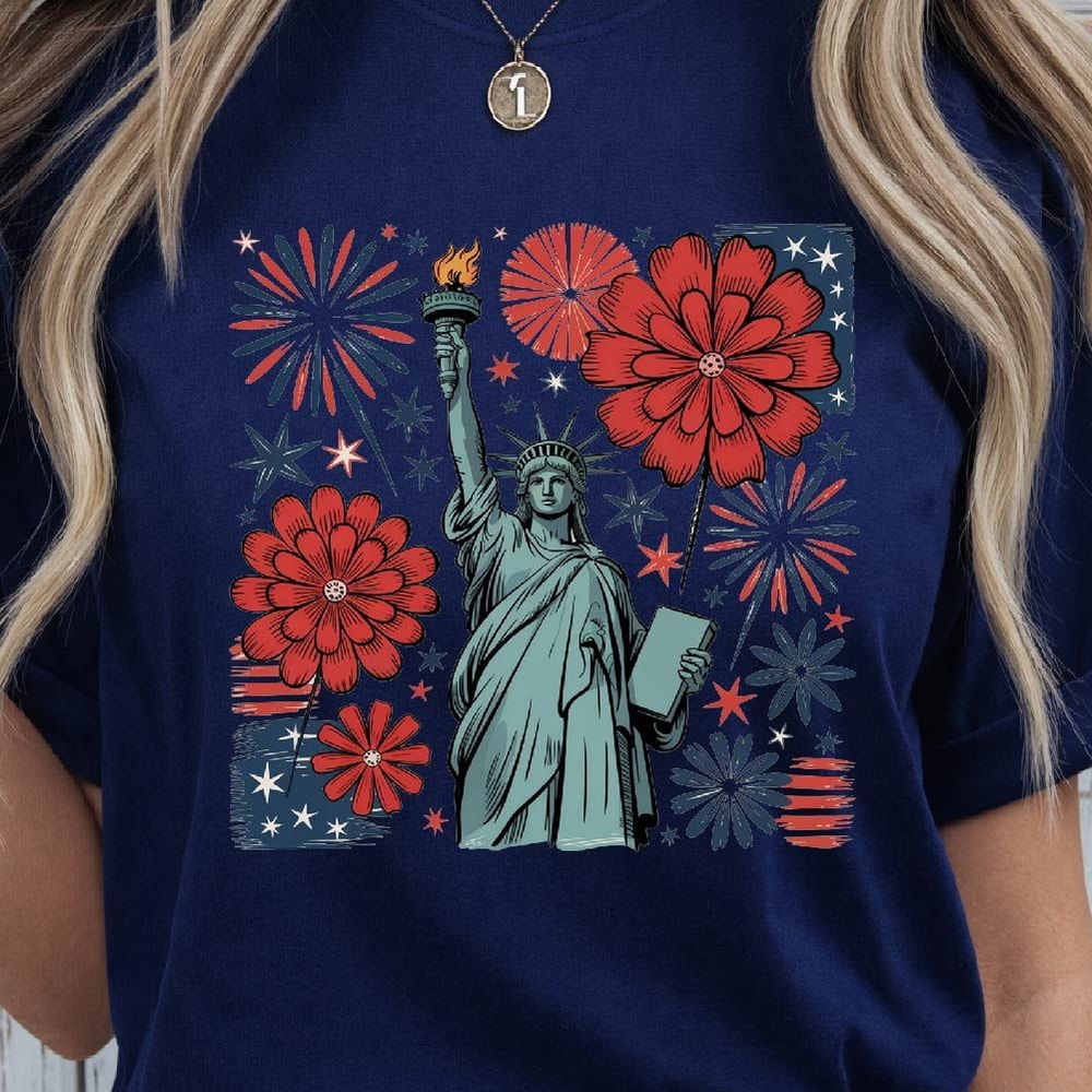 4th Of July Statue Of Liberty America Graphic Tee 4
